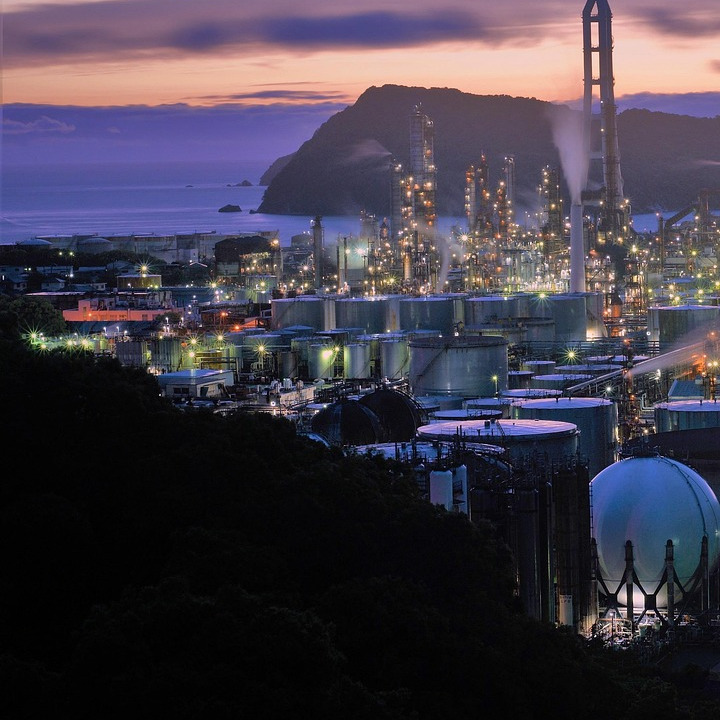 industrial plant at dusk